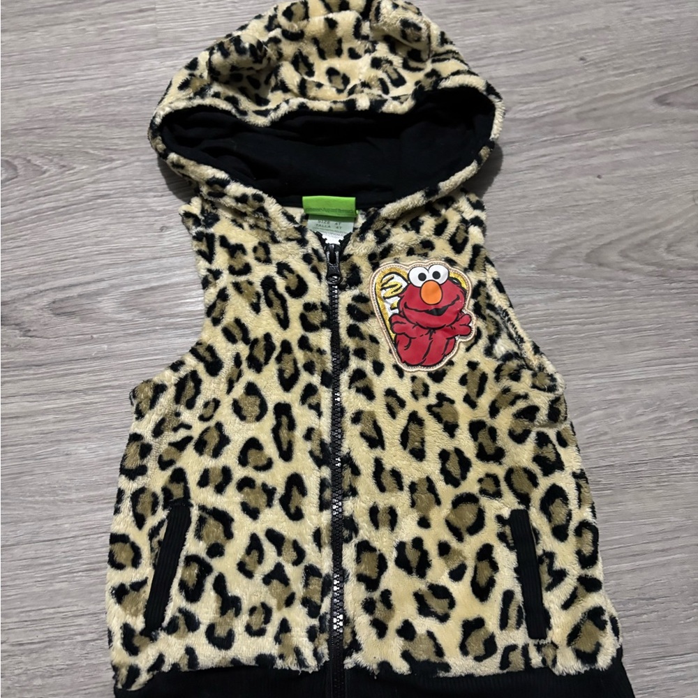 Sesame Street Leopard Print Vest with Elmo Patch
